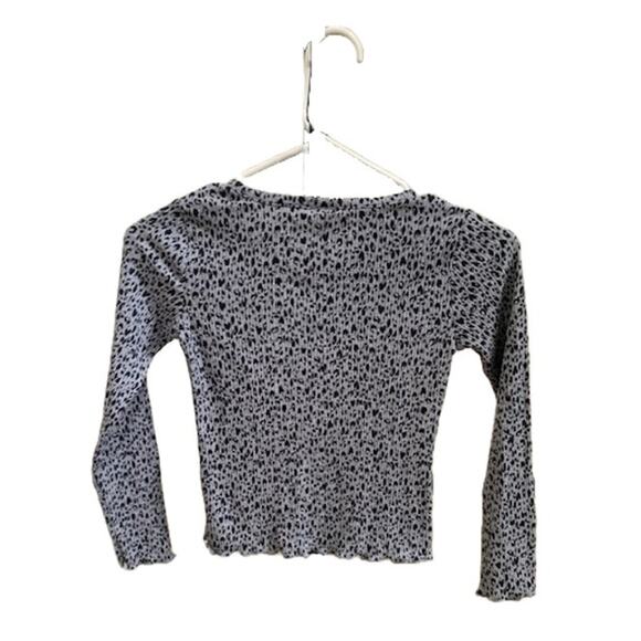 Old Navy-Long Sleeve-Ribbed Henley-Shirt-Cotton Blend-Animal Print-Gray-Girls-8 - Picture 2 of 3